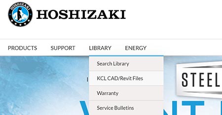 A screenshot from Hoshizaki website highlighting KCL's embedded hosting for foodservice manufacturers.
