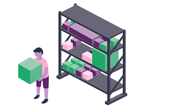 An illustration showing a foodservice designer pulling CAD and Revit objects from a shelf to use in KCL.
