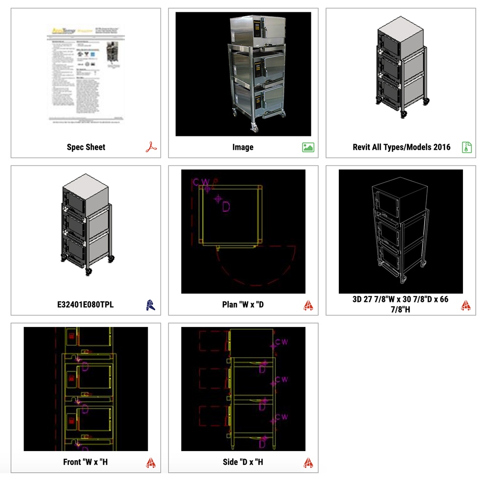 A look at the different commercial kitchen CAD blocks and other design files available in KCL's restaurant design software