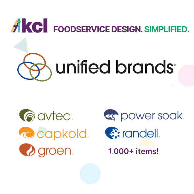 Unified Brands restaurant kitchen equipment on KCL foodservice design software