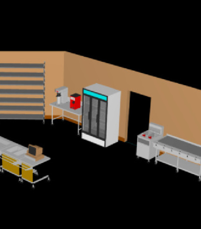 rendering of commercial kitchen design with kcl napkinsketch