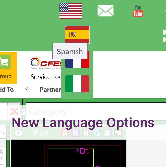 New language options on kcl foodservice design softare